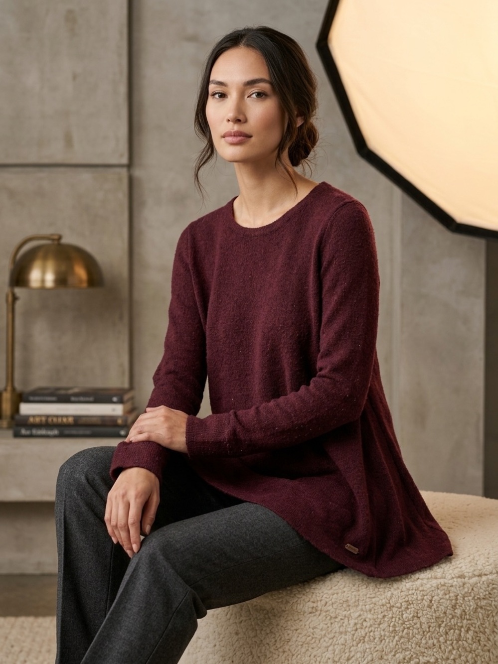 Roots Burgundy Crewneck Long Sleeve Sweater